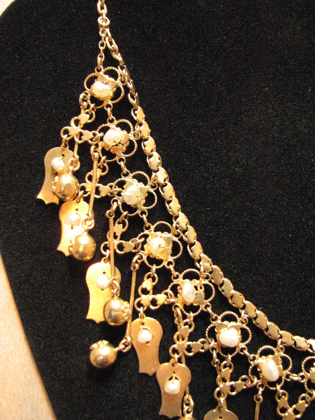 22K antique solid gold chandelier style necklace