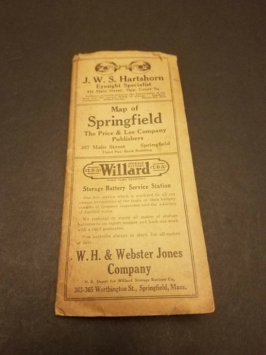 1917 Map & Directory Springfield Massachusetts - COLOR