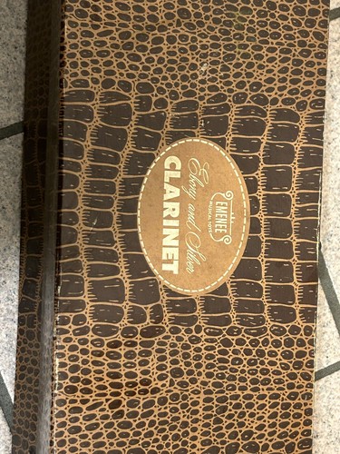 Vintage Ebony & Silver Clarinet Emenee Industry Musical Toys In Original Box
