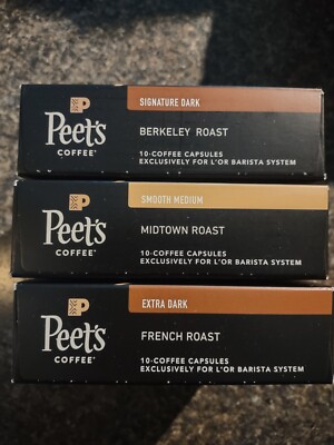 L'OR LOR Peet's Coffee Capsules Variety  Pack 3 x 10 = 30 Coffee Pods