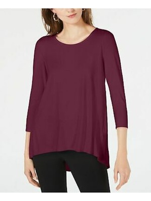 

Женский фиолетовый топ ALFANI Hi-Lo с рукавом 3/4 и круглым вырезом