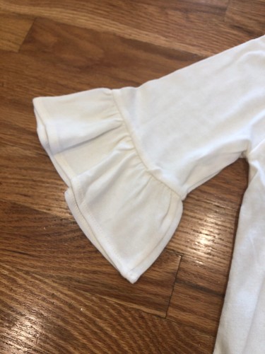 NWT POLO RALPH LAUREN GIRL'S WHITE Cream Bell SLEEVE SHIRT: 12-14 Large New