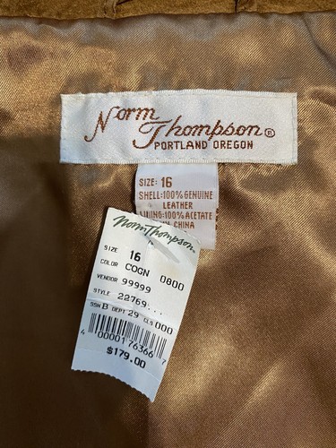 Norm Thompson Women's Brown Leather Suede Jacket Sz 16 Vintage NEW!  $179 Retail