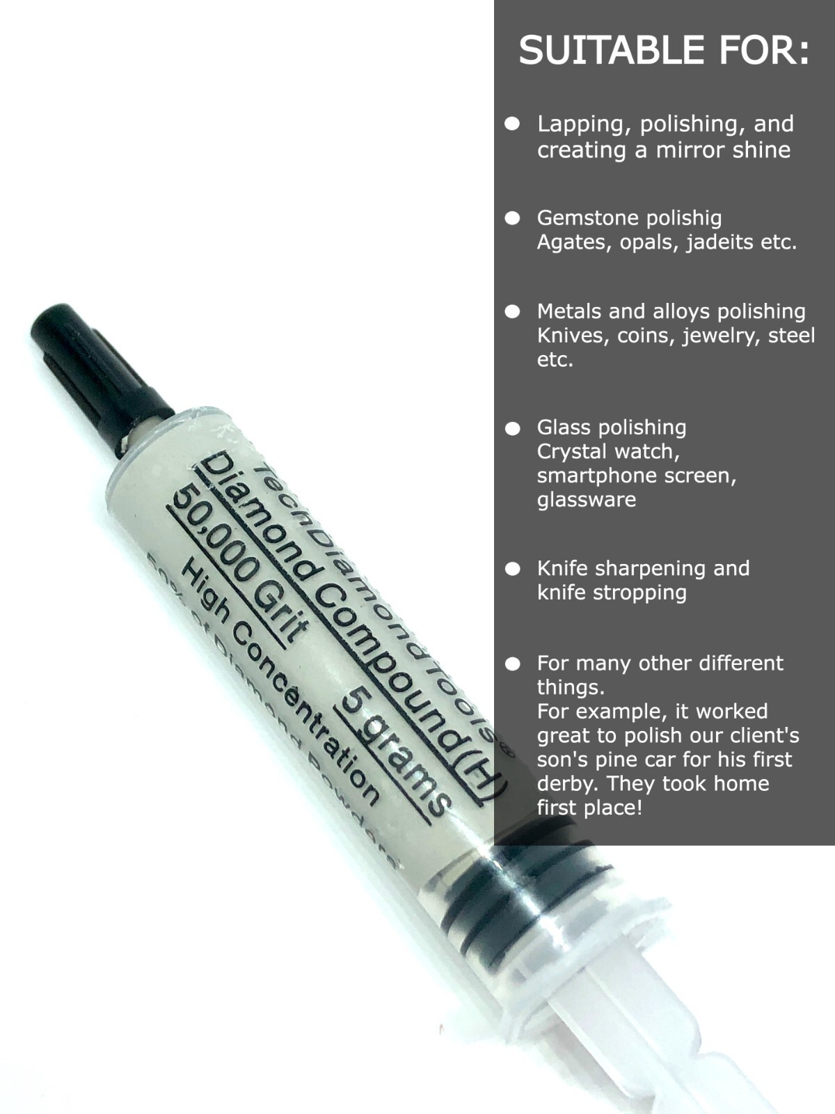 Diamond Paste Compound Polishing Lapidary 50,000 (H) Grit 5 Gram (MADE IN USA)