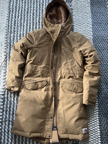 Pre-owned The North Face Womens  Tnf Snow 600 Down Hooded Parka Coat Tan Sz Xs,s $350 In Brown