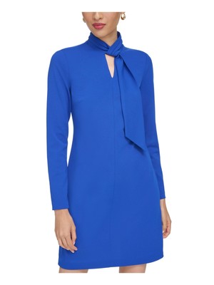 CALVIN KLEIN Womens Blue Lined Faux-Long Sleeve Above The Knee Shift Dress 6