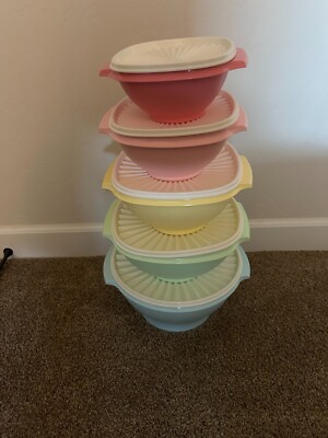 Tupperware Heritage Collection 10 Piece Food Storage Container Set 5 Bowls 5 Lid