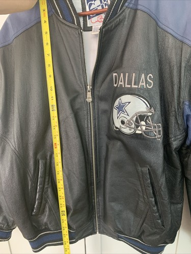 RARE Vintage Custom Carl Banks Dallas Cowboys Leather Bomber Jacket Size Large