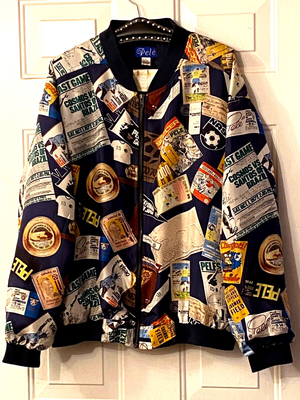 Pele Vintage 1994 Silk Jacket Men's L World Cup Brazil Soccer