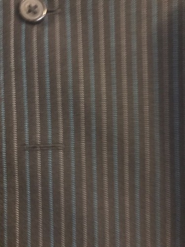 George Young Boys Size 12 Suit Vest Light Gray Blue Pinstriped 4 Button