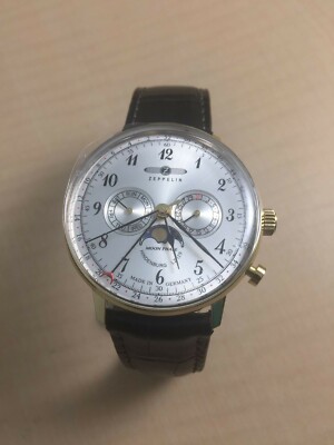 Pre-owned Zeppelin Watch 7038 - 1 Hindenburg Quartz 40 Mm Leather Belt
