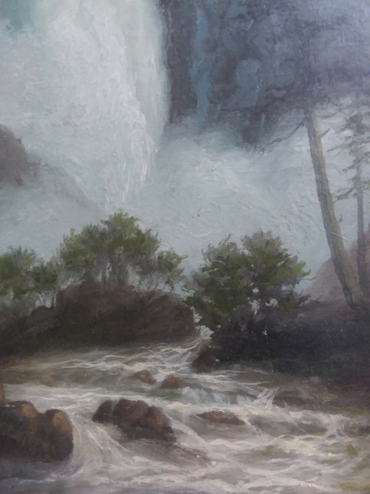 19th century Yosemite painting oil on board BRIDAL VEIL FALLS