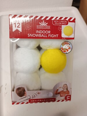 Season's Cheer Indoor Snowball Fight 11 Soft Snowballs Plus One Special ''Yellow''
