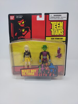 Teen Titans Go Beast Boy vs Terra Action Figure NEW 2004 Bandai DC Comics 12387