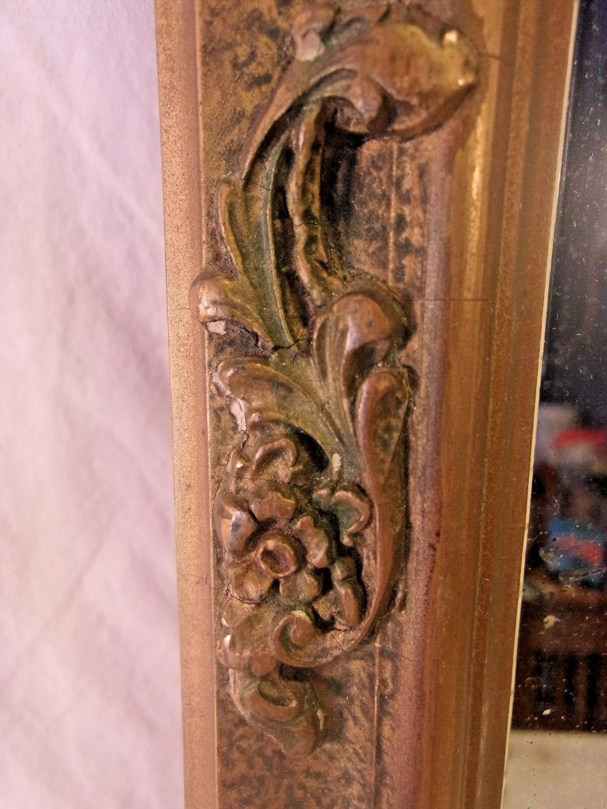 Antique 1920s oblong frame with mirror 10 3/4 x 26 1/2 mirror 8x24 molding 1 1/2