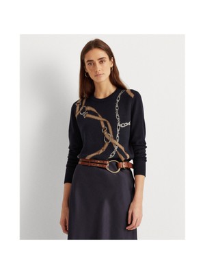 

RALPH LAUREN Женская темно-синяя кофта с длинными рукавами и круглым вырезом Petites RU, Navy