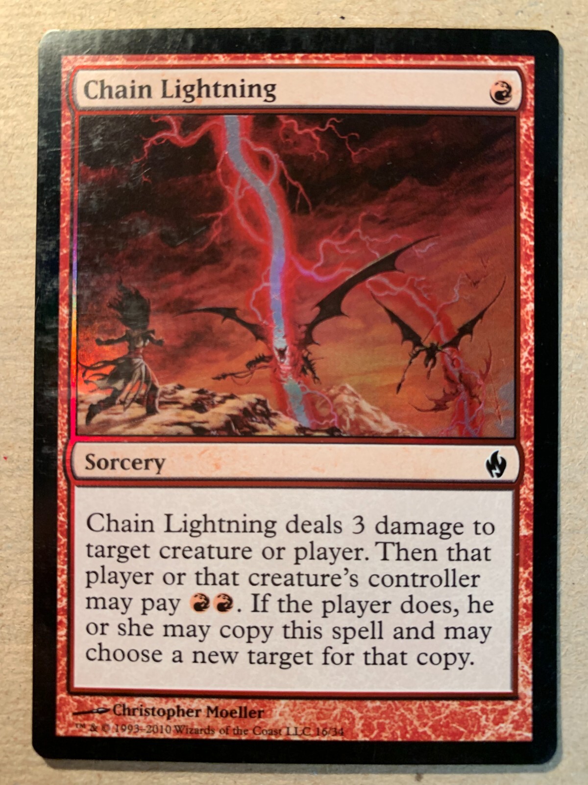 MTG 1x FOIL Chain Lightning Premium Fire and Lightning Magic MTG 1x FOIL Chain Lightning Premium Fire and Lightning Magic