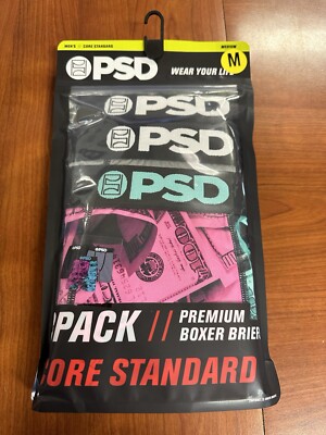 PSD 3 PACK Premium Boxer Briefs Core Standard Men's MEDIUM (32-34)