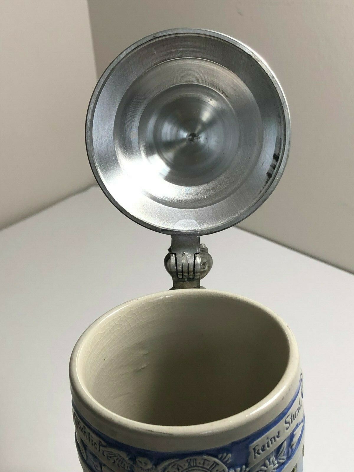 Thewalt Lidded German Beer Stein Tavern Drinking Time Does Not Strike Kamp 297