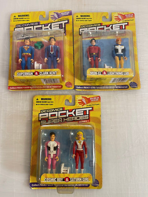 DC COMICS ROCKET SUPER HEROES FIGURES SUPERMAN COSMIC BOY POCKET SIZE LOT