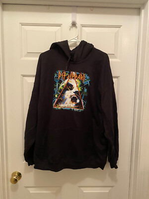 New Def Leppard Hysteria Concert Music Tour Black Blue Hoodie Sweatshirt 2XL