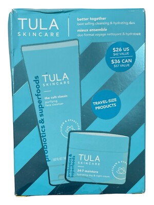 Tula Skincare On The Go Travel Kit - 1.67 oz Cult Classic + .5 oz 24/7 Moisture