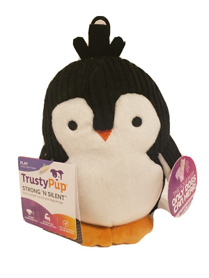 TrustyPup, Penguin, Silent Squeaker Dog Toy, Ultrasonic, Soft Plush Toy,Chew NEW