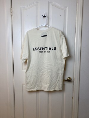 Fear of God Essentials Light Oatmeal Short Sleeve T-Shirt Size XL Cream