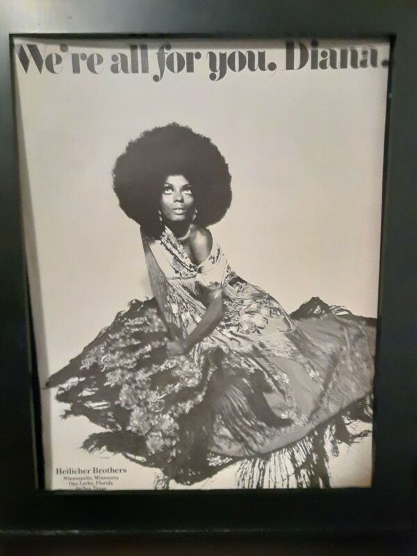 Diana Ross Heilicher Brothers Rare Original Promo Poster Ad Framed! 
