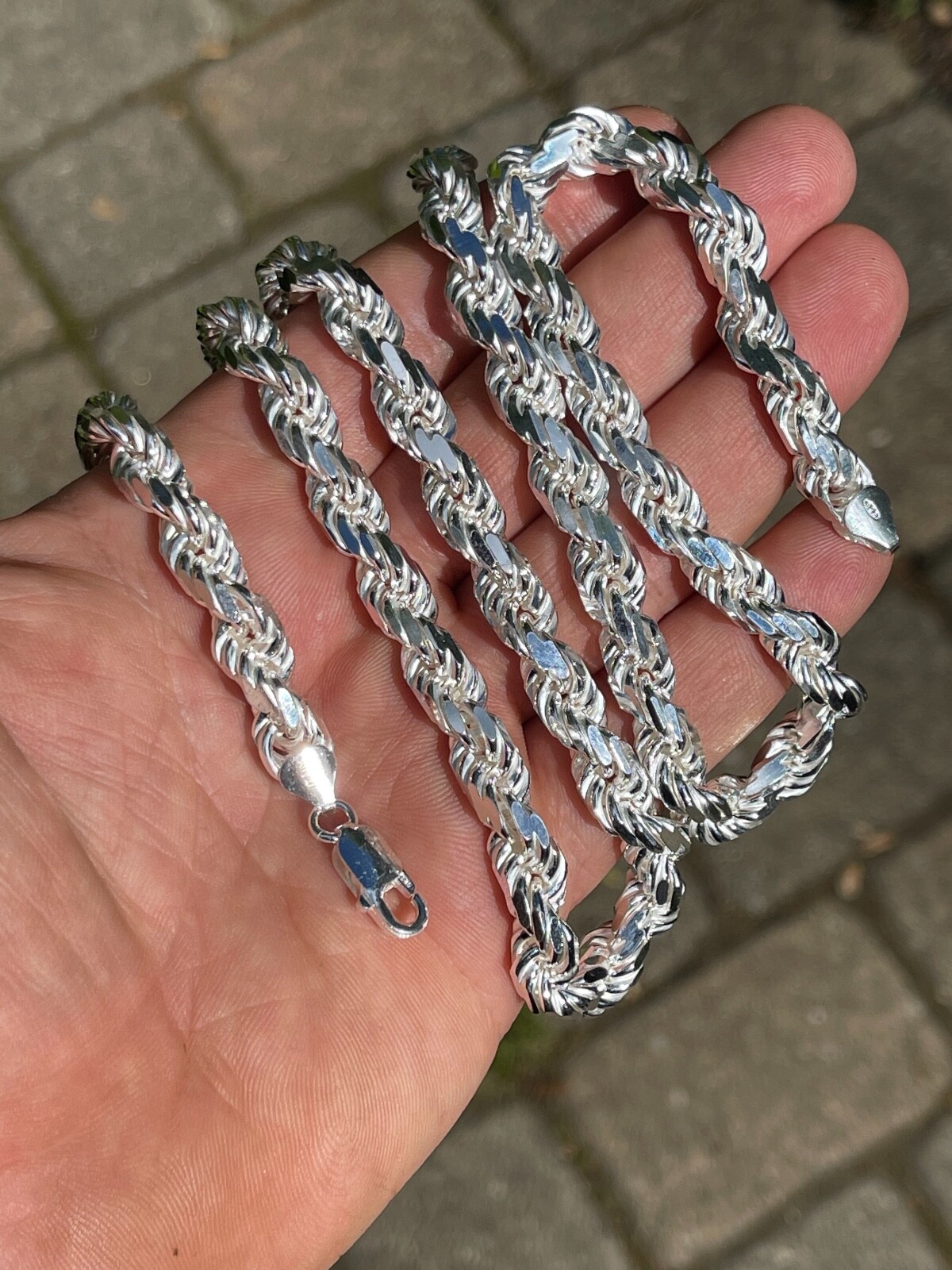 Pre-owned Silver Heavy 8mm Men's Rope Chain Real Solid 925 Sterling  Necklace 18"-30" Italy