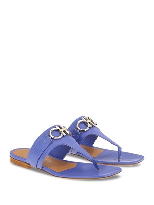 

SALVATORE FERRAGAMO Женские синие кожаные сандалии без шнуровки Rikis, Синий, 753929