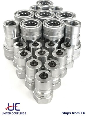 3/4'' NPT ISO 7241-1|Series B | Quick Disconnect Hydraulic Couplings | Set of 10