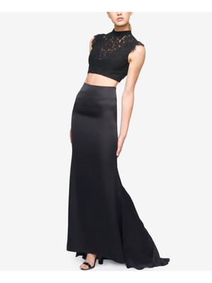 

FAME AND PARTNERS Женский черный укороченный топ без рукавов с высоким воротником и высоким воротником. Размер