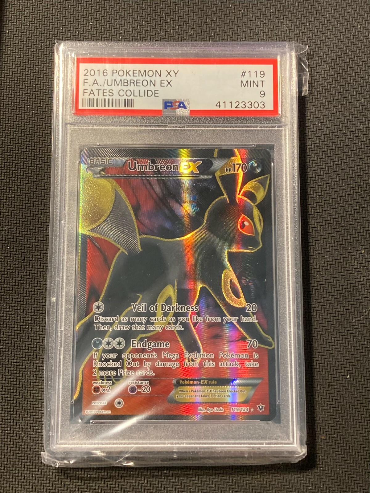 POKEMON PSA 9 MINT 2016 XY Fates Collide Umbreon EX 119/124 POKEMON PSA 9 MINT 2016 XY Fates Collide Umbreon EX 119/124