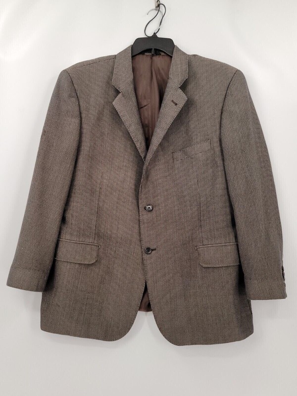 Baroni Suit Jacket Mens Size 48R Color Brown/Blue 2 Button Front Pockets Lined