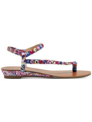 Женские босоножки на танкетке без застежки THALIA SODI розового цвета с цветными блоками Izabel Toe, 7,5 М