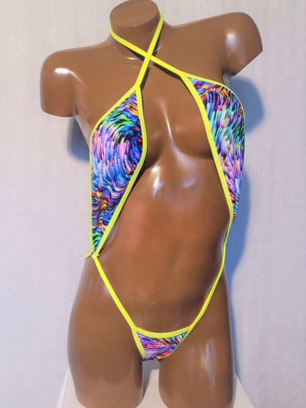 New cross front one piece thong slingshot bodysuit stage wear costume sprinkles