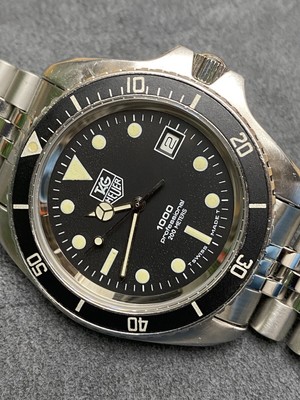   Vintage TAG HEUER 1000 980.006 Jumbo Black Submarine 844 Style Dive Watch