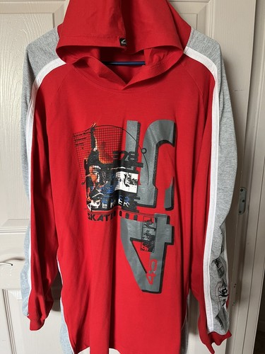 VTG Y2K 90's Long Sleeve Red/Gry Skate Skater Street BMX