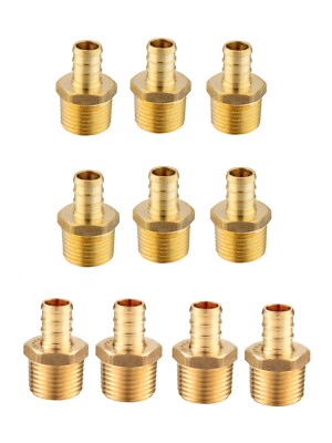 EFIELD 10PCS 1/2'' PEX x 1/2'' Male NPT Adapters Crimp Brass Fittings ,Lead Free