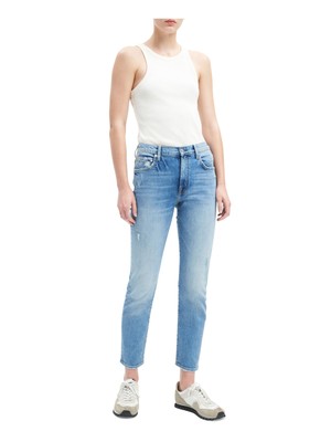 7 FOR ALL MANKIND Женские синие зауженные прямые джинсы с высокой талией 29 Талия