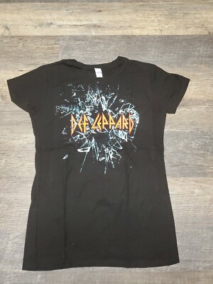 New Def Leppard shattered Glass Tour juniors Med baby doll tee 