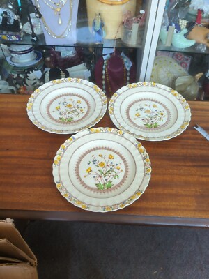 spode buttercup china Dinner   Plates Set 3  Old Mark Plate 