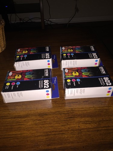 4 Epson 802 Color Ink Cartridges Workforce Pro Exp 12/2020 12/2019