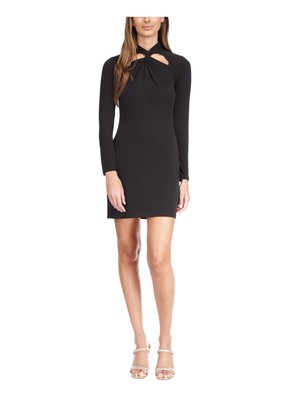 MICHAEL MICHAEL KORS Женское черное платье-футляр с закручивающимся передом и длинным рукавом XL