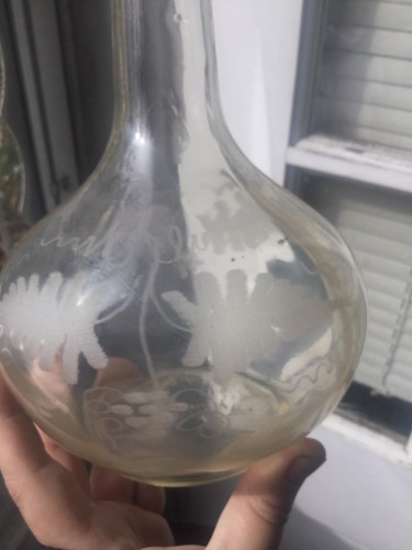 Antique Open Pontil Hand Blown Decanter Frosted Decoration FOR BEST OFFER