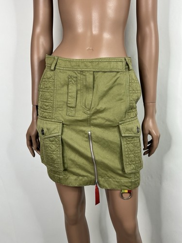 Vtg Christian Dior By John Galliano Khaki Green Rasta Skirt