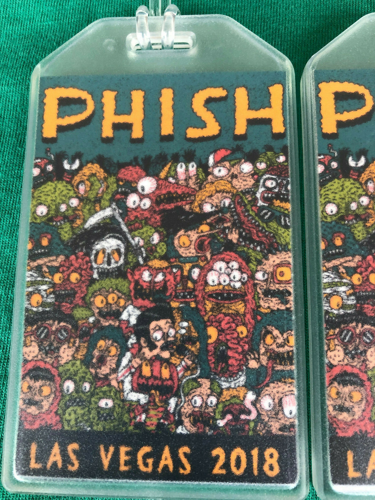 PHISH LIMITED CUSTOM ART LUGGAGE TAGS - SET OF 2 - VEGAS 2018 - BAG NAME TRIP ID