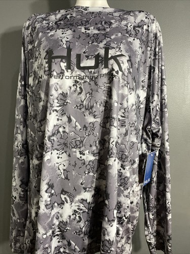 HUK Men's Pursuit Crew Volcanic Ash Long Sleeve Fishing Shirt  NWT Medium