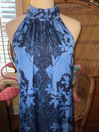 Pre-owned Lilly Pulitzer Donita Maxi Dress Navy Spotting A Pattern Size 4,16 In Multicolor